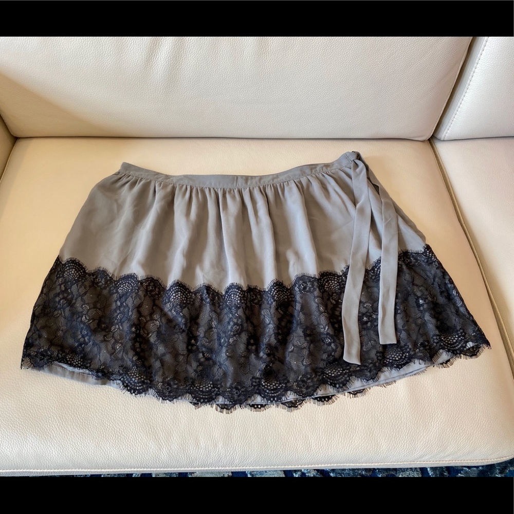 Lauren Conrad grey skirt with black lace detail